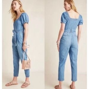 Pilcro and the Letterpress‎ Anthropologie Jumpsuit Womens 4 Petite Denim Button